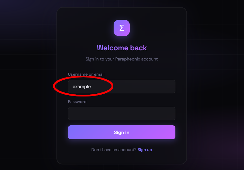 Enter Username or Email