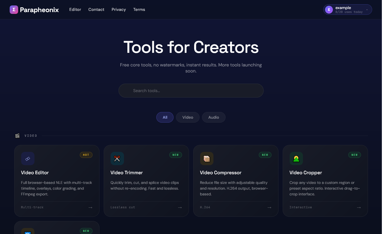 Tools page